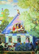 Boris Kustodiev Blue House oil